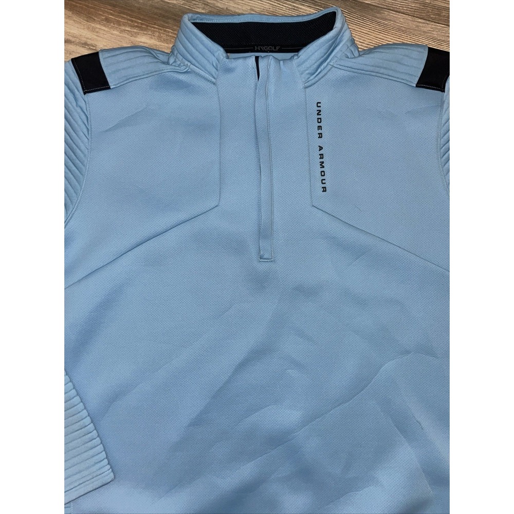 Under Armour Golf Cold Gear Quarter‎ Zip Ribbed Pullover Mens XXL Light Blue